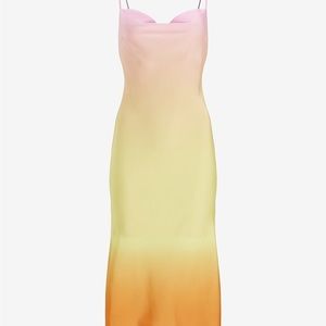 Express Dip Dye Cowl Neck Midi Slip Dress